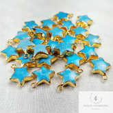 Turquoise Star Shape Gemstone Pendant, 925 Silver Electroplated Single Loop Gemstone Connector, Pendant, DIY Jewelry Making Supply, Gift
